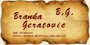 Branka Geratović vizit kartica